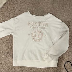 Francesca's White Boston Crewneck